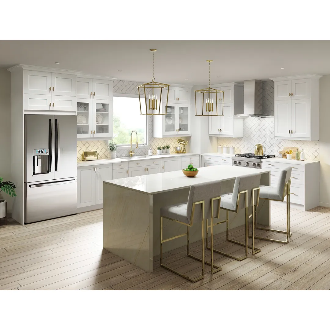 Hugo&Borg Jolie 36-in W x 34.5-in H x 36-in D Warm White Lazy Susan Corner Base Fully Assembled Cabinet (Recessed Panel Shaker Style), photo 10 of 16