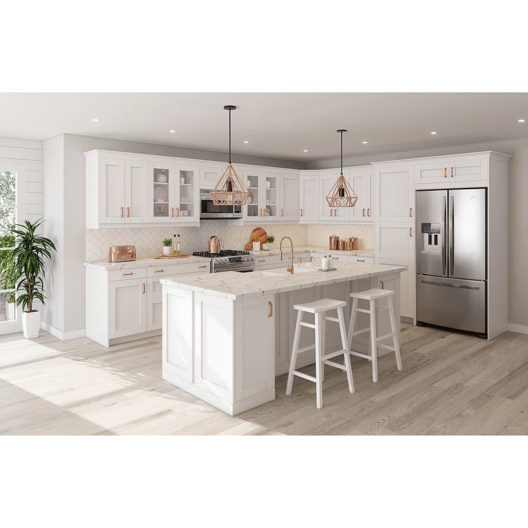 Hugo&Borg Rosemont 18-in W x 30-in H x 14-in D Glacier White Wall Fully Assembled Cabinet (Glass Panel Shaker Door Style), photo 8 of 14