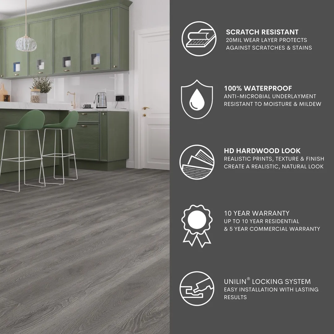 Lucida USA MaxCore Pro Stormcloud Brown 20-mil x 7-3/32-in W x 48-in L Waterproof Interlocking Luxury Vinyl Plank Flooring (24.5-sq ft/ Piece), photo 6 of 8