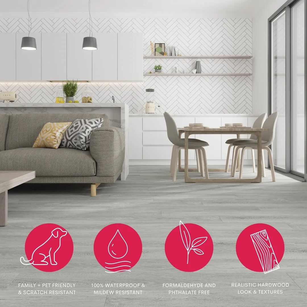 Lucida USA MaxCore Pro Greywolf Gray 20-mil x 7-3/32-in W x 48-in L Waterproof Interlocking Luxury Vinyl Plank Flooring (24.5-sq ft/ Piece), photo 5 of 8