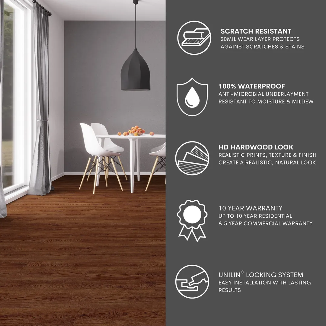 Lucida USA (Sample) MaxCore Pro Ponytail Brown Wood Look 20-mil Waterproof Interlocking Luxury Vinyl Plank, photo 3 of 7