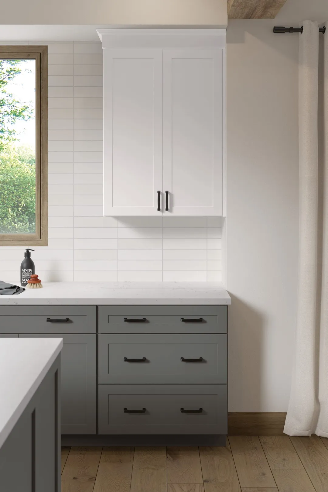 Diamond Express Jamestown 36-in W x 36-in H x 12-in D White L-shaped Corner Wall Fully Assembled Plywood Cabinet (Recessed Panel Shaker Style), photo 4 of 17