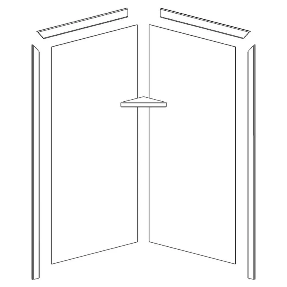 Splendor 40 in. x 40 in. x 80 in. 7-Piece Easy Up Adhesive Corner Shower Wall Surround in White, photo 3 of 24