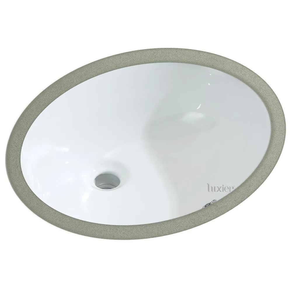19-1/2 in. x 16 in. Oval Ceramic Undermount Bathroom Sink in White with Overflow, photo 3 of 4