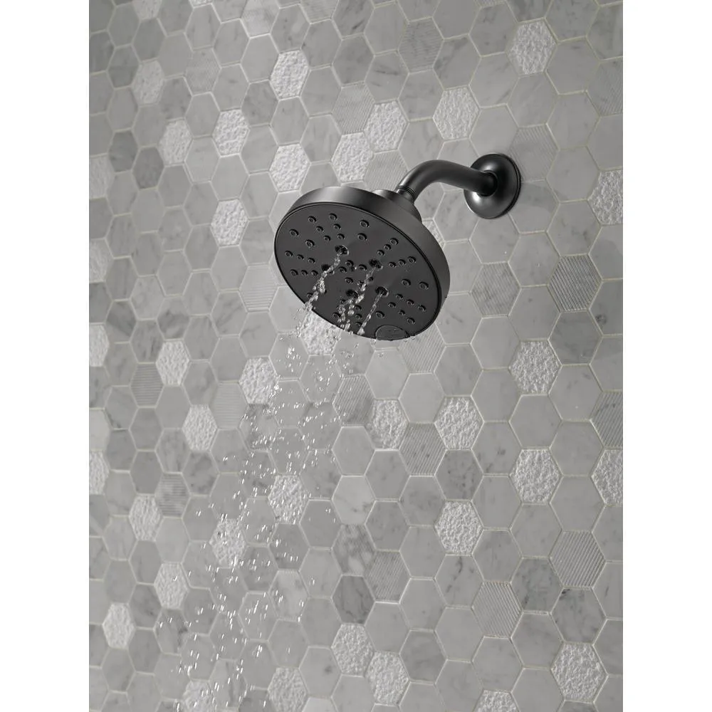 Pivotal 5-Spray 6 in. Single Wall Mount Fixed Rain H2Okinetic Shower Head in Matte Black, photo 10 of 17