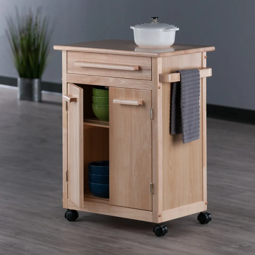 Winsome Wood Brown Composite Base with Composite Wood Top Rolling Kitchen Cart (18.2-in x 26.9-in x 34.5-in), photo 9 of 12