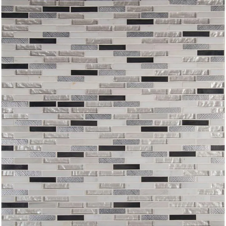 MSI Ocean Crest Brick 12 in. x 12 in. x 8 mm Glass Metal Stone Mesh-Mounted Mosaic Wall Tile (10 sq. ft. / case), photo 8 of 10