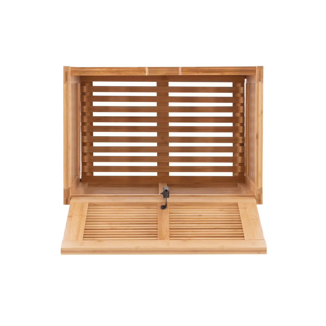 Linon Bracken Bamboo Hamper 21.75-in x 20.25-in x 15.2-in Natural Bamboo Wood Freestanding Linen Cabinet, photo 7 of 7