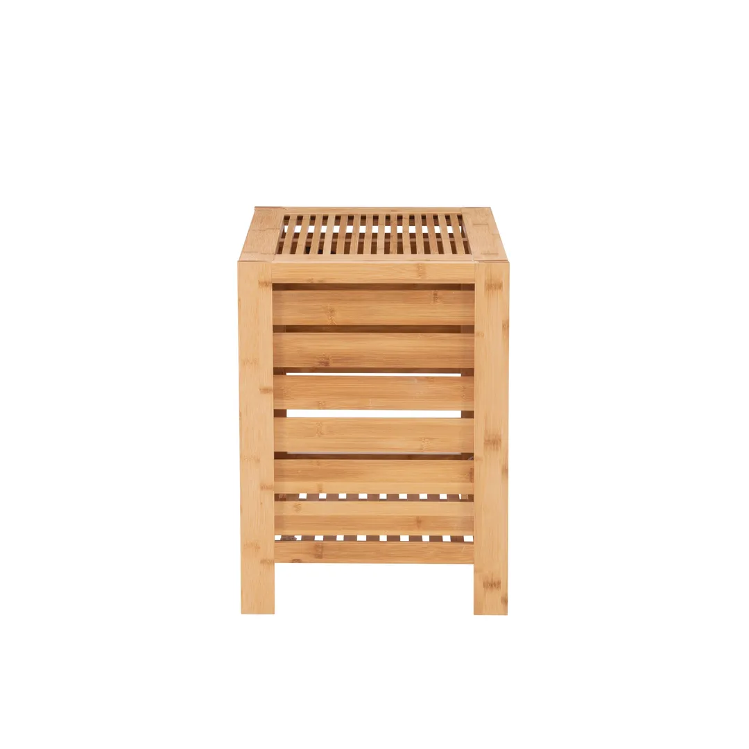 Linon Bracken Bamboo Hamper 21.75-in x 20.25-in x 15.2-in Natural Bamboo Wood Freestanding Linen Cabinet, photo 5 of 7