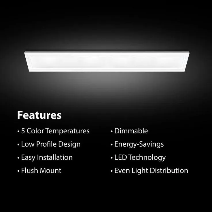 Commercial Electric 6 in. x 4 ft. 1900 Lumens Dimmable White Integrated LED Flat Panel Ceiling Flush Mount Fixture with Color Change 5CCT, photo 5 of 11