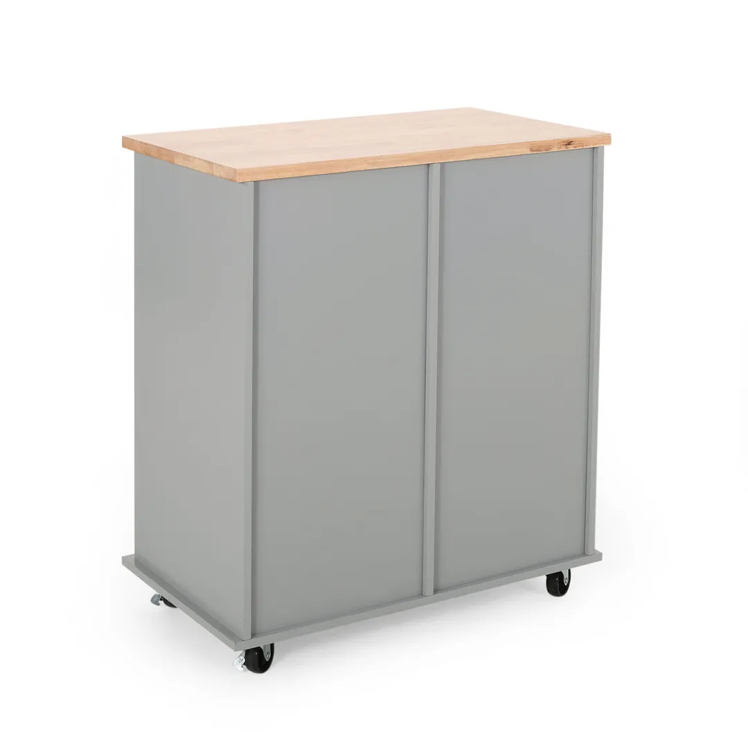 Best Selling Home Decor Gray Mdf Base with Wood Top Rolling Kitchen Cart (17.75-in x 31.5-in x 34.5-in), photo 9 of 11