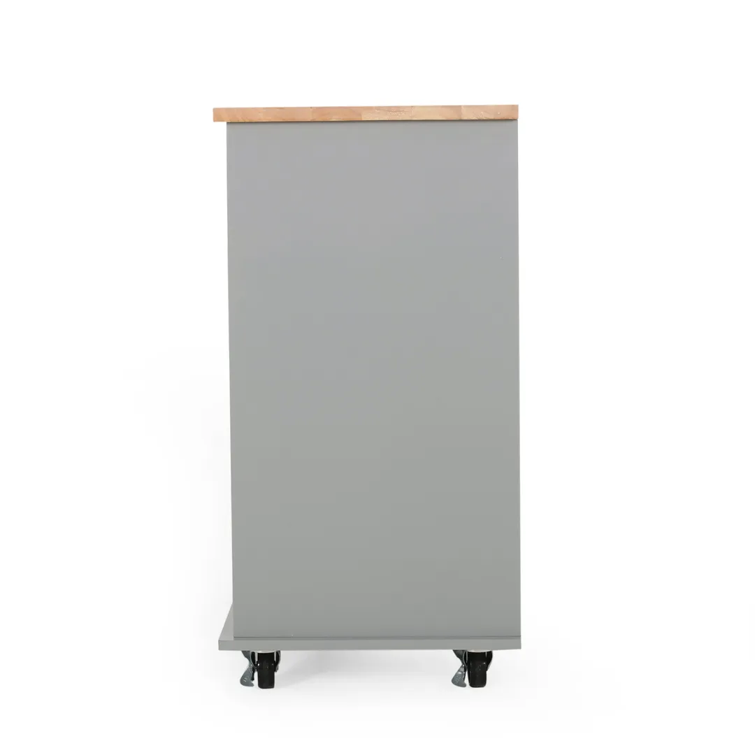 Best Selling Home Decor Gray Mdf Base with Wood Top Rolling Kitchen Cart (17.75-in x 31.5-in x 34.5-in), photo 7 of 11