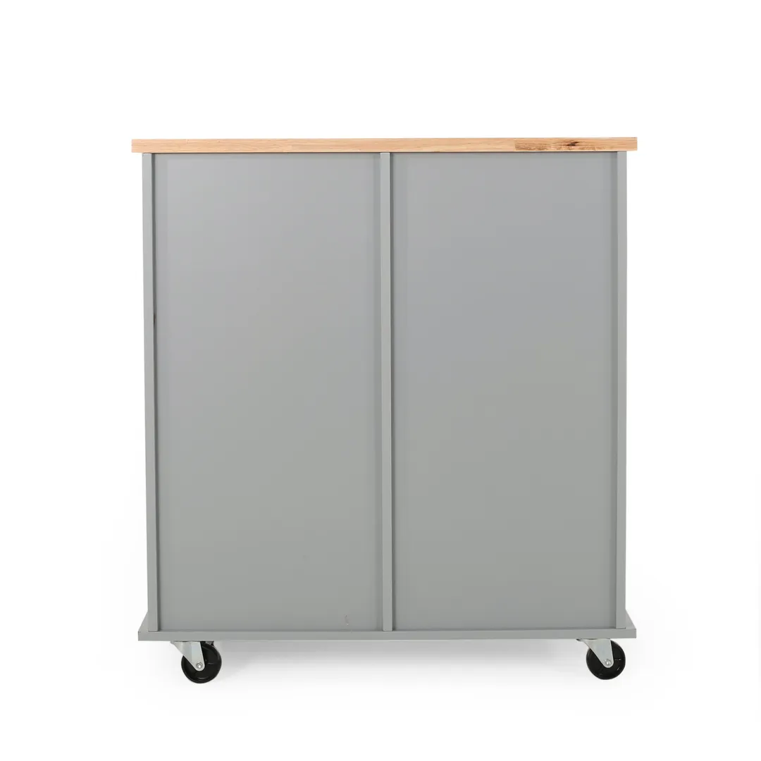 Best Selling Home Decor Gray Mdf Base with Wood Top Rolling Kitchen Cart (17.75-in x 31.5-in x 34.5-in), photo 8 of 11