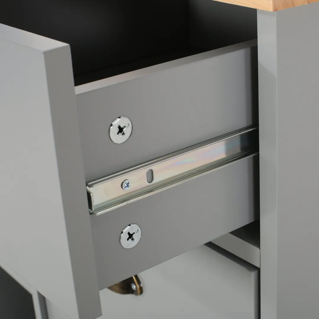 Best Selling Home Decor Gray Mdf Base with Wood Top Rolling Kitchen Cart (17.75-in x 31.5-in x 34.5-in), photo 3 of 11