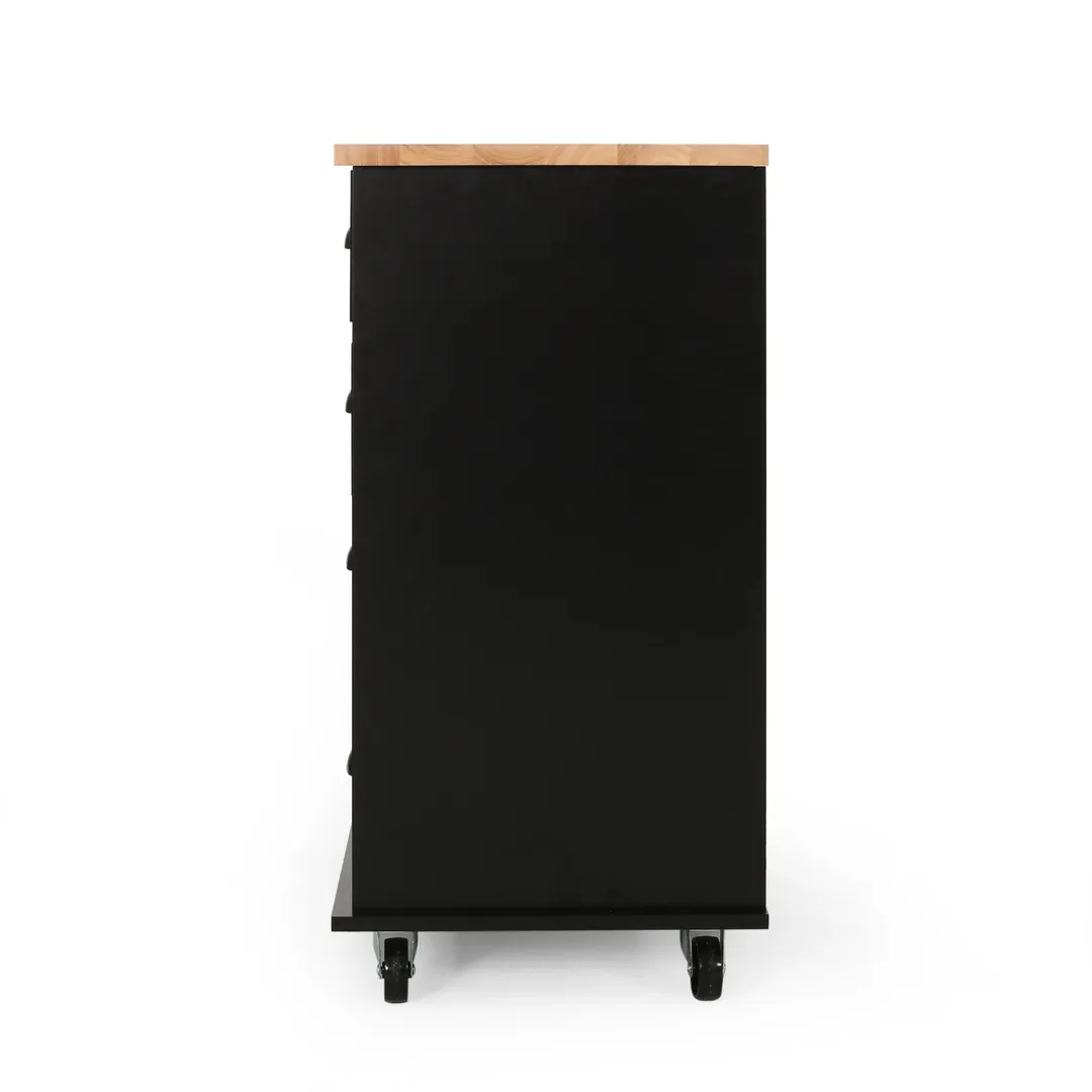 Best Selling Home Decor Black Mdf Base with Wood Top Rolling Kitchen Cart (17.75-in x 31.5-in x 34.5-in), photo 8 of 11