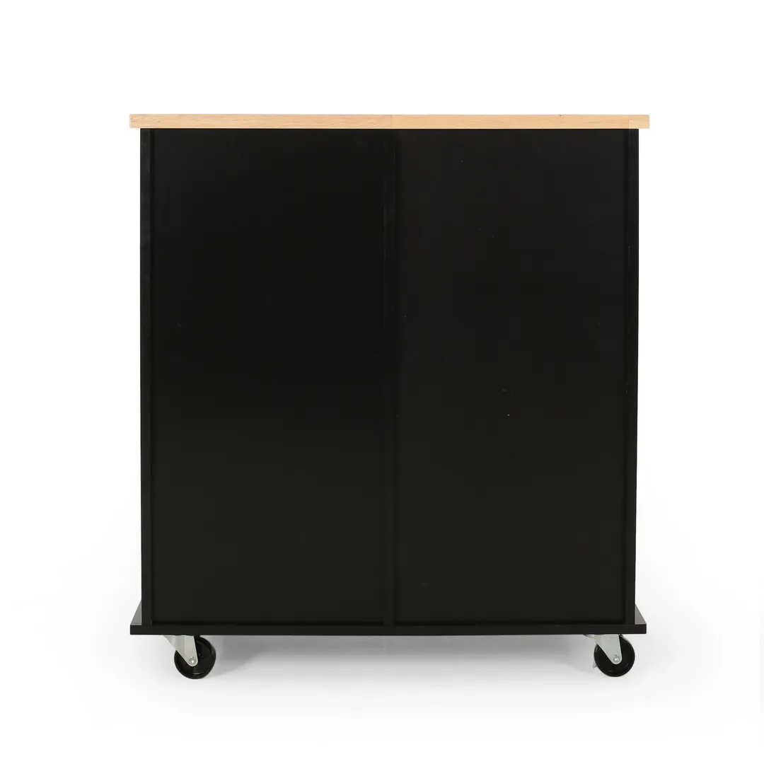 Best Selling Home Decor Black Mdf Base with Wood Top Rolling Kitchen Cart (17.75-in x 31.5-in x 34.5-in), photo 7 of 11