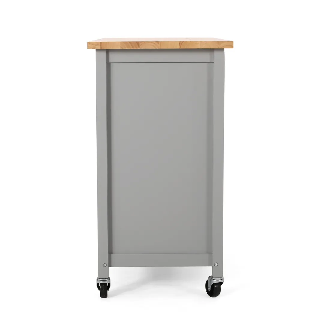 Best Selling Home Decor Gray Mdf Base with Wood Top Rolling Kitchen Cart (18.9-in x 41.75-in x 35.25-in), photo 8 of 12