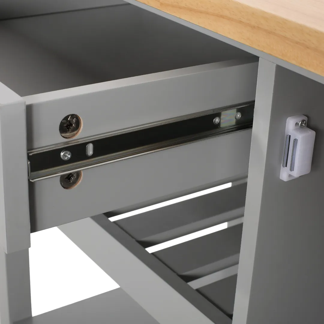 Best Selling Home Decor Gray Mdf Base with Wood Top Rolling Kitchen Cart (18.9-in x 41.75-in x 35.25-in), photo 4 of 12