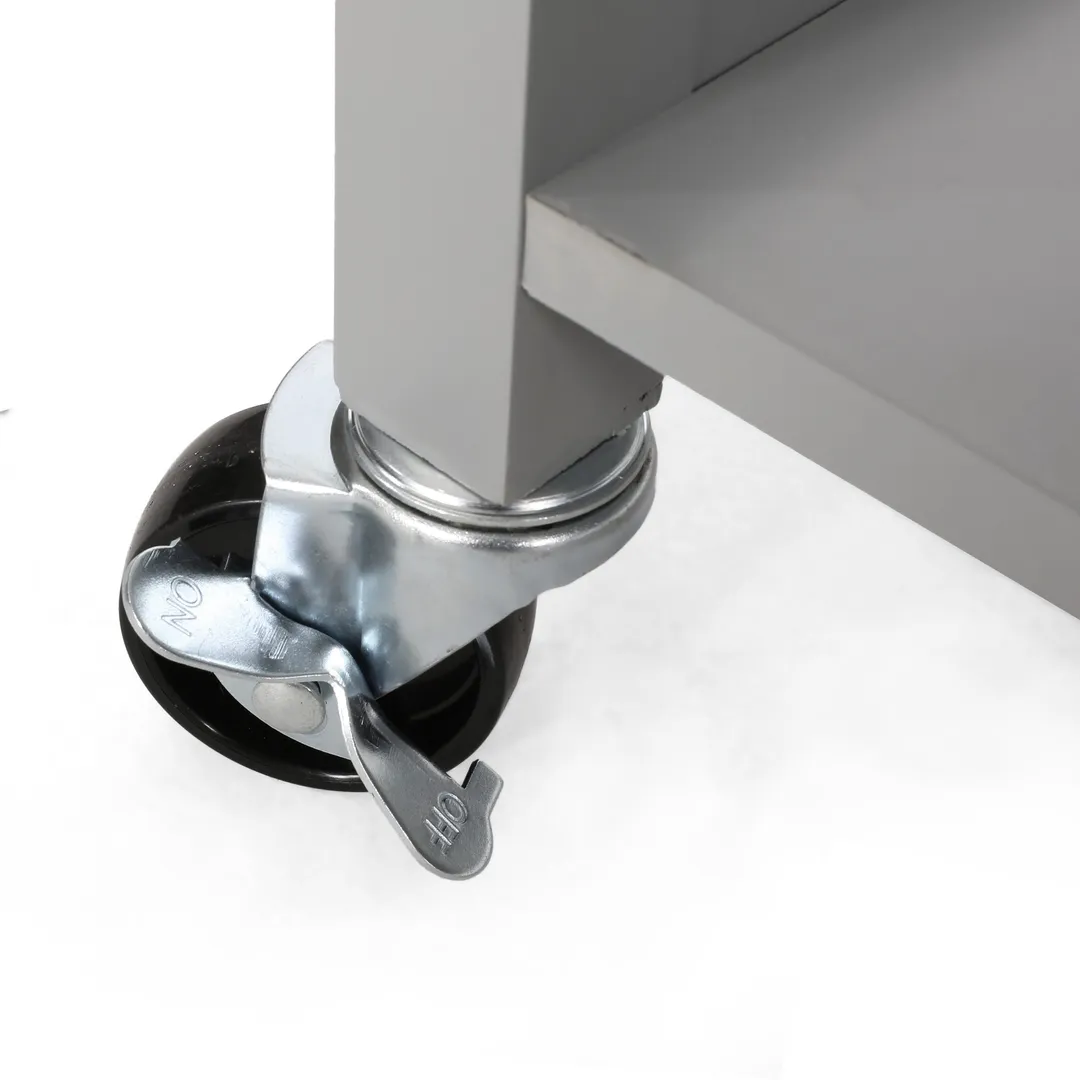 Best Selling Home Decor Gray Mdf Base with Wood Top Rolling Kitchen Cart (18.9-in x 41.75-in x 35.25-in), photo 2 of 12