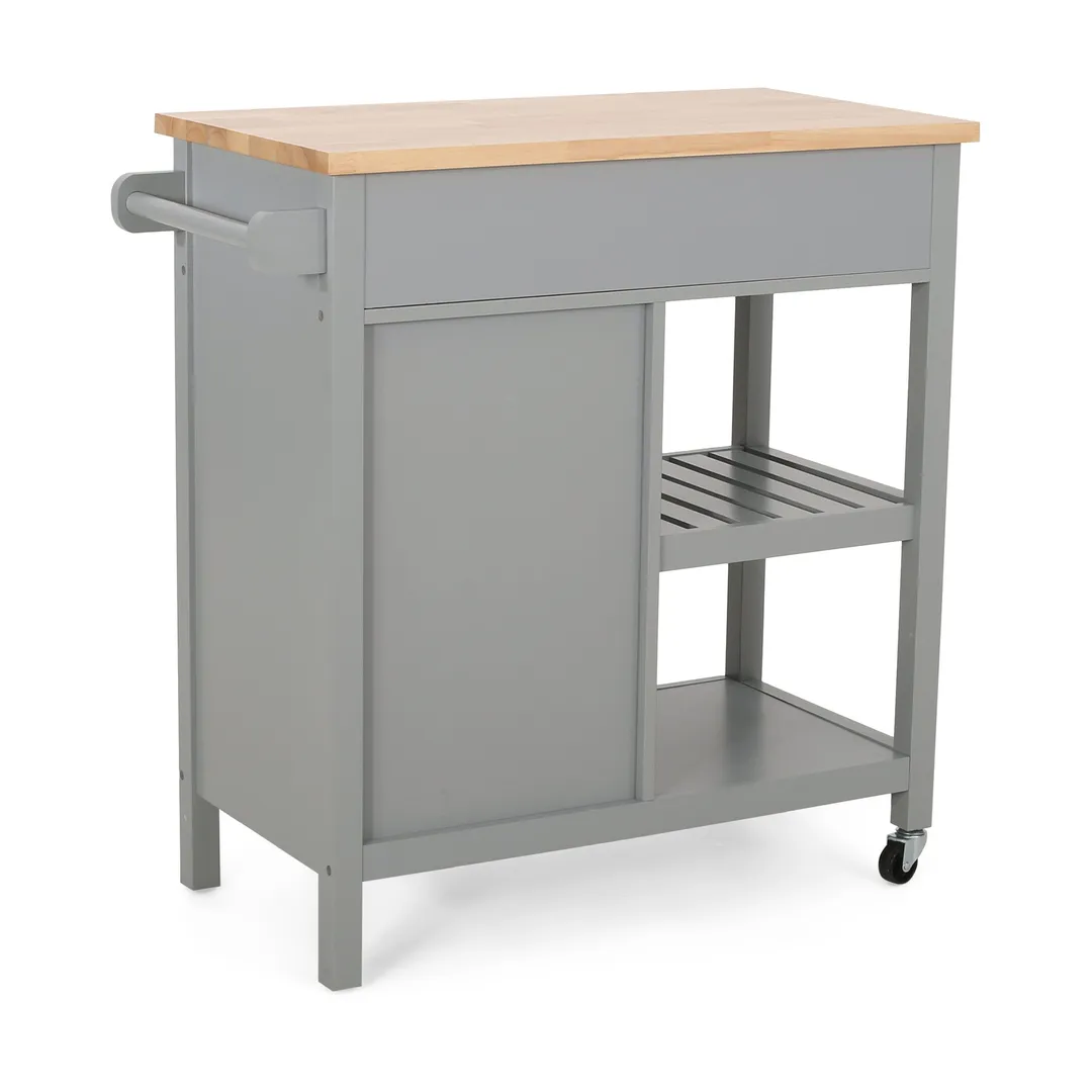 Best Selling Home Decor Gray Mdf Base with Wood Top Rolling Kitchen Cart (17.15-in x 34.15-in x 34.75-in), photo 10 of 12