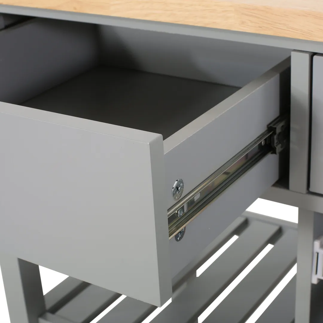 Best Selling Home Decor Gray Mdf Base with Wood Top Rolling Kitchen Cart (17.15-in x 34.15-in x 34.75-in), photo 4 of 12