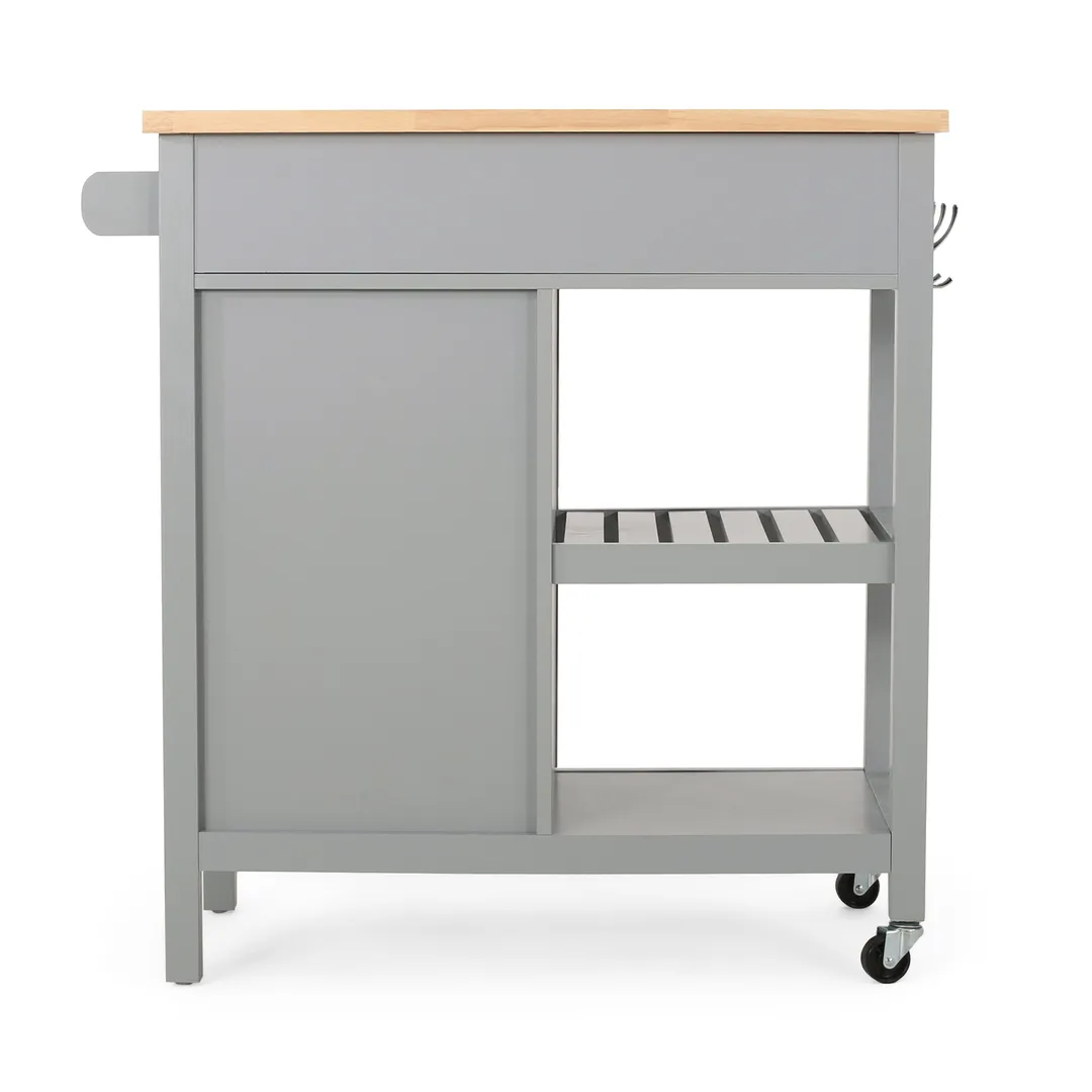 Best Selling Home Decor Gray Mdf Base with Wood Top Rolling Kitchen Cart (17.15-in x 34.15-in x 34.75-in), photo 7 of 12