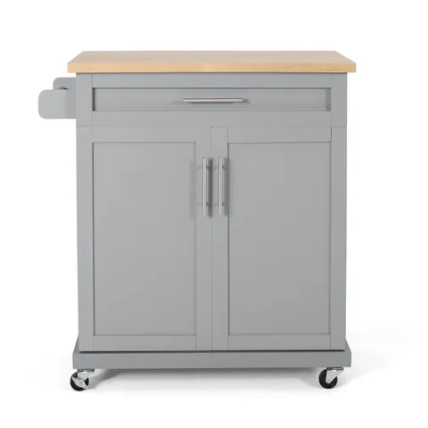 Gray Mdf Base with Mdf Top Rolling Kitchen Cart