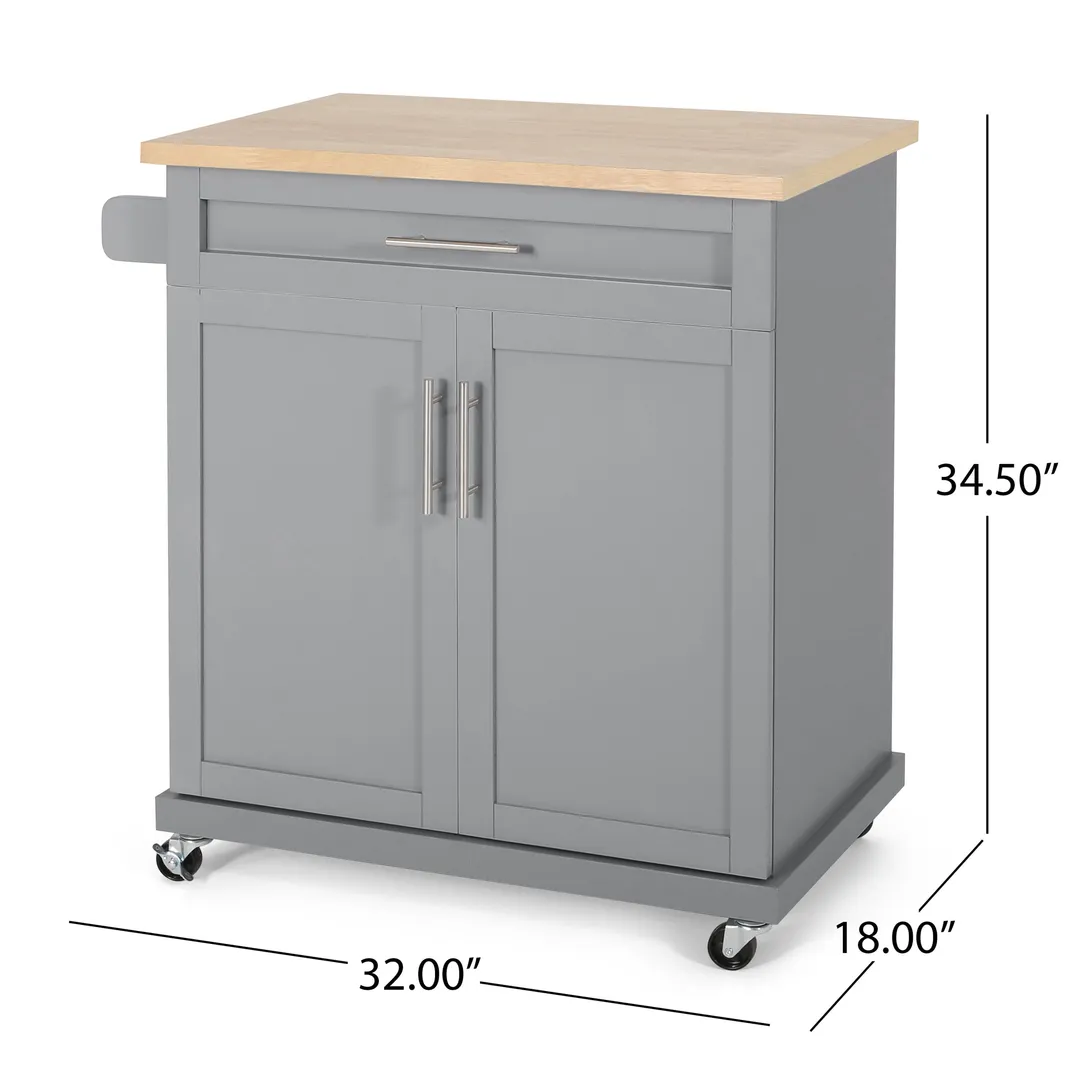 Best Selling Home Decor Gray Mdf Base with Mdf Top Rolling Kitchen Cart (18-in x 32-in x 34.5-in), photo 8 of 13