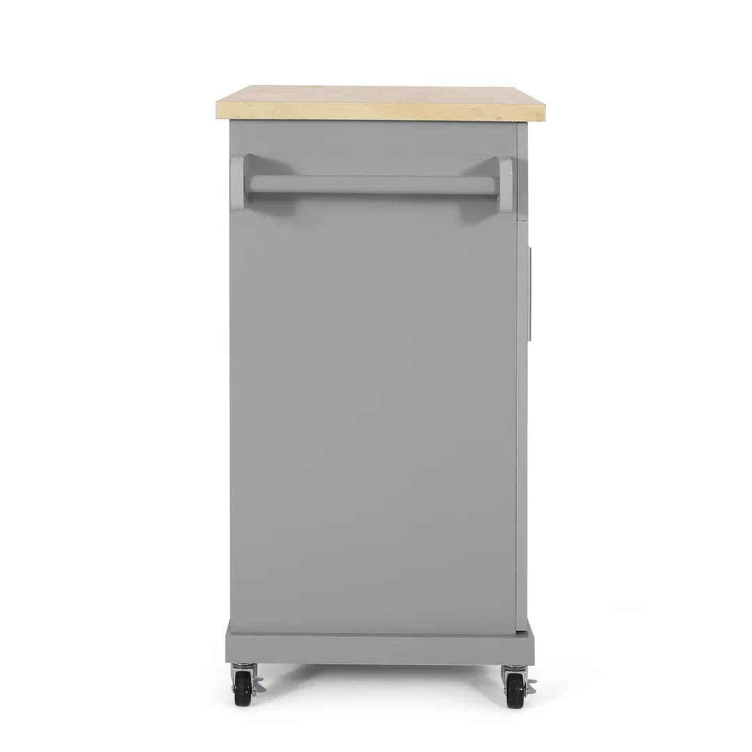 Best Selling Home Decor Gray Mdf Base with Mdf Top Rolling Kitchen Cart (18-in x 32-in x 34.5-in), photo 5 of 13