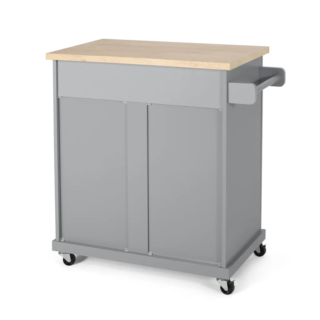 Best Selling Home Decor Gray Mdf Base with Mdf Top Rolling Kitchen Cart (18-in x 32-in x 34.5-in), photo 6 of 13