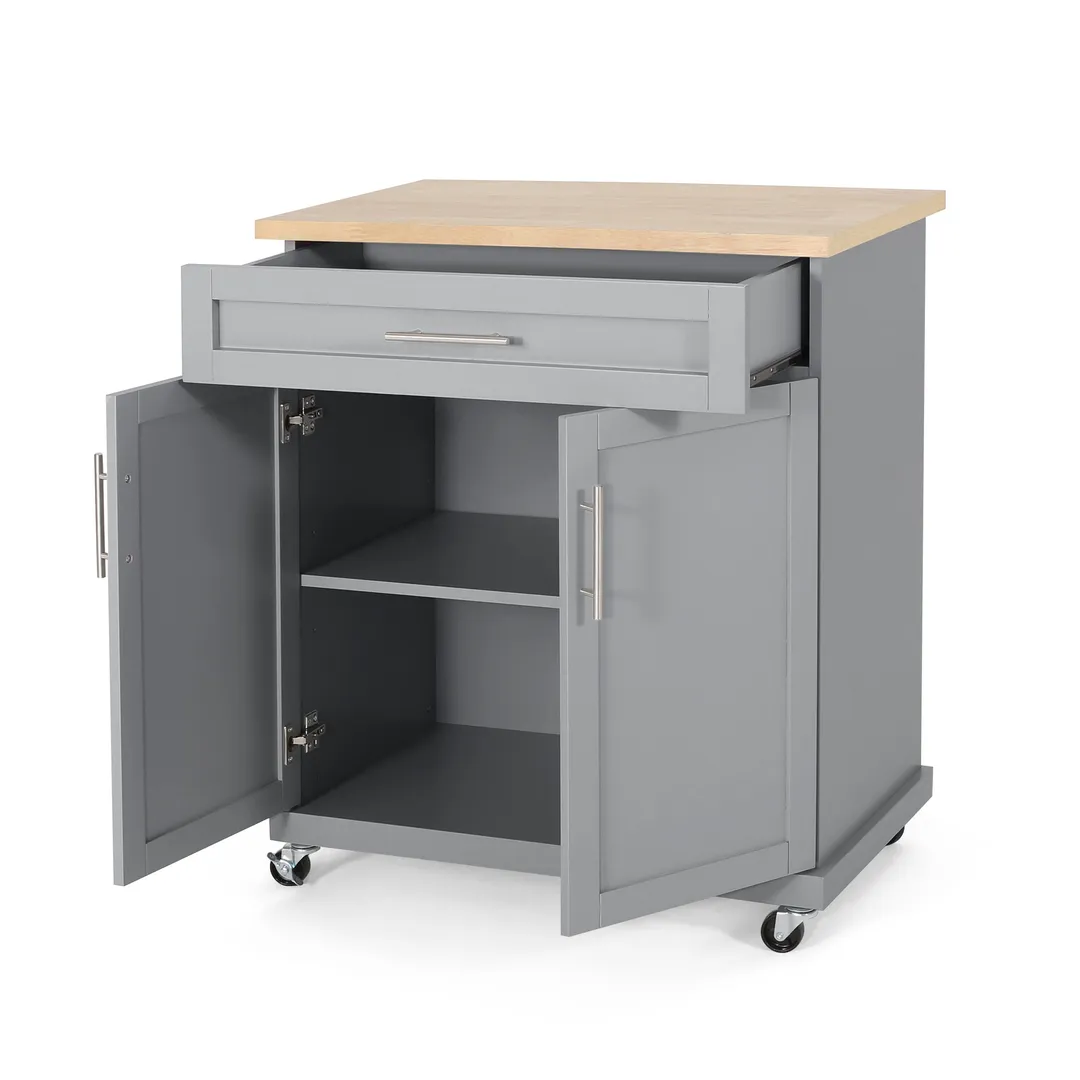 Best Selling Home Decor Gray Mdf Base with Mdf Top Rolling Kitchen Cart (18-in x 32-in x 34.5-in), photo 13 of 13