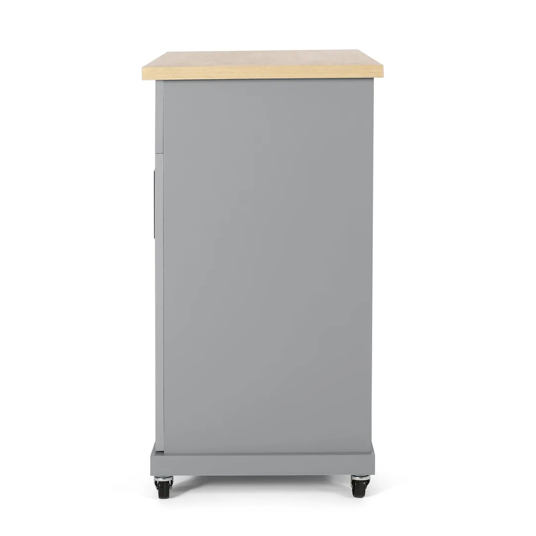 Best Selling Home Decor Gray Mdf Base with Mdf Top Rolling Kitchen Cart (18-in x 32-in x 34.5-in), photo 11 of 13