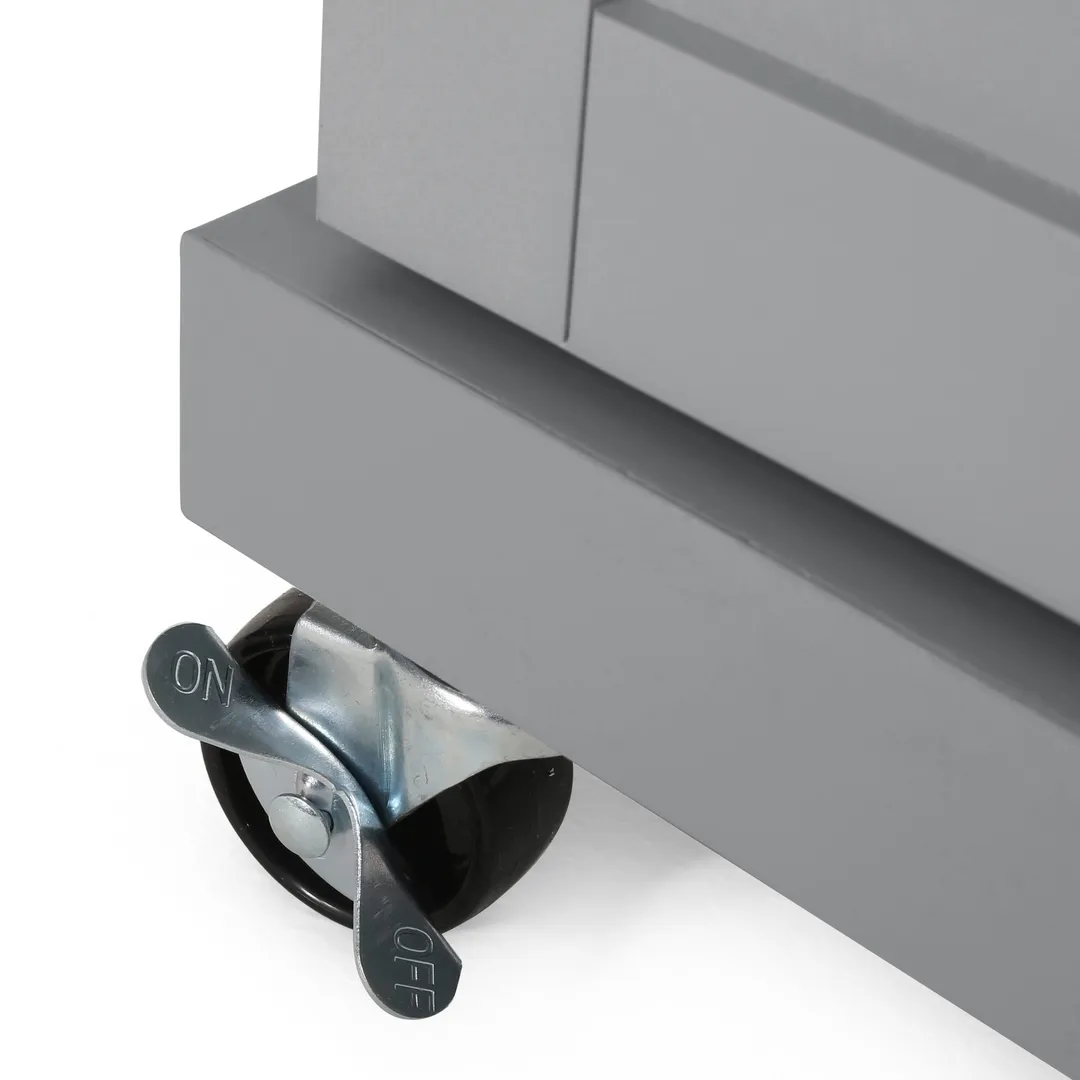 Best Selling Home Decor Gray Mdf Base with Mdf Top Rolling Kitchen Cart (18-in x 32-in x 34.5-in), photo 2 of 13