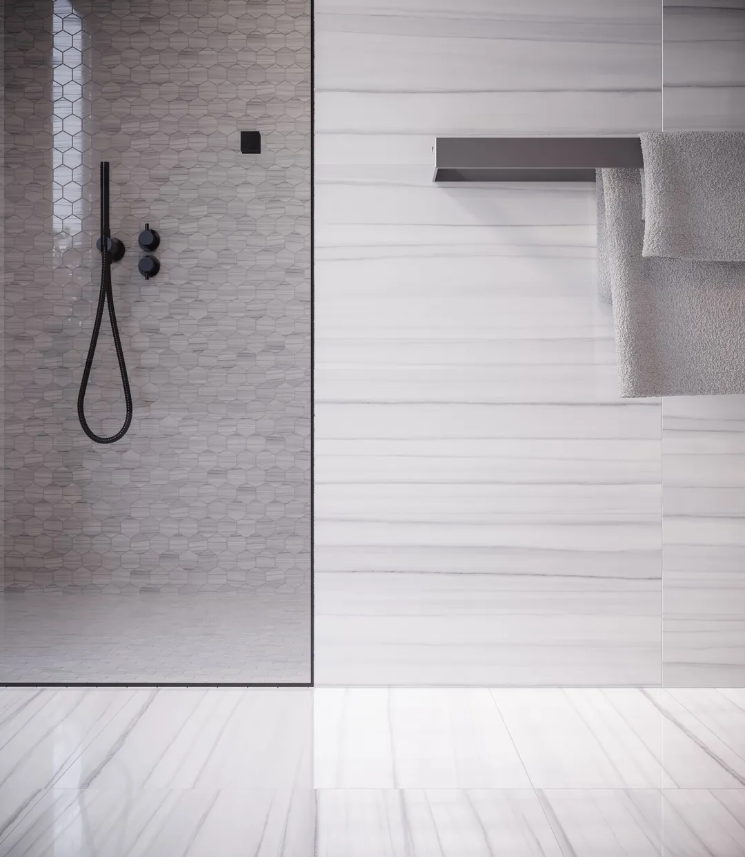 Satori Zebrino Ash 12-in x 24-in Polished Porcelain Marble Look Floor and Wall Tile (1.94-sq. ft/ Piece), photo 6 of 8
