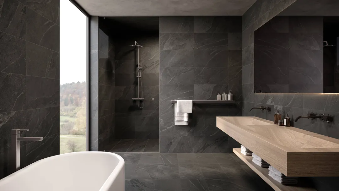 Satori Gios Graphite 12-in x 24-in Matte Porcelain Stone Look Floor and Wall Tile (1.93-sq. ft/ Piece), photo 2 of 15