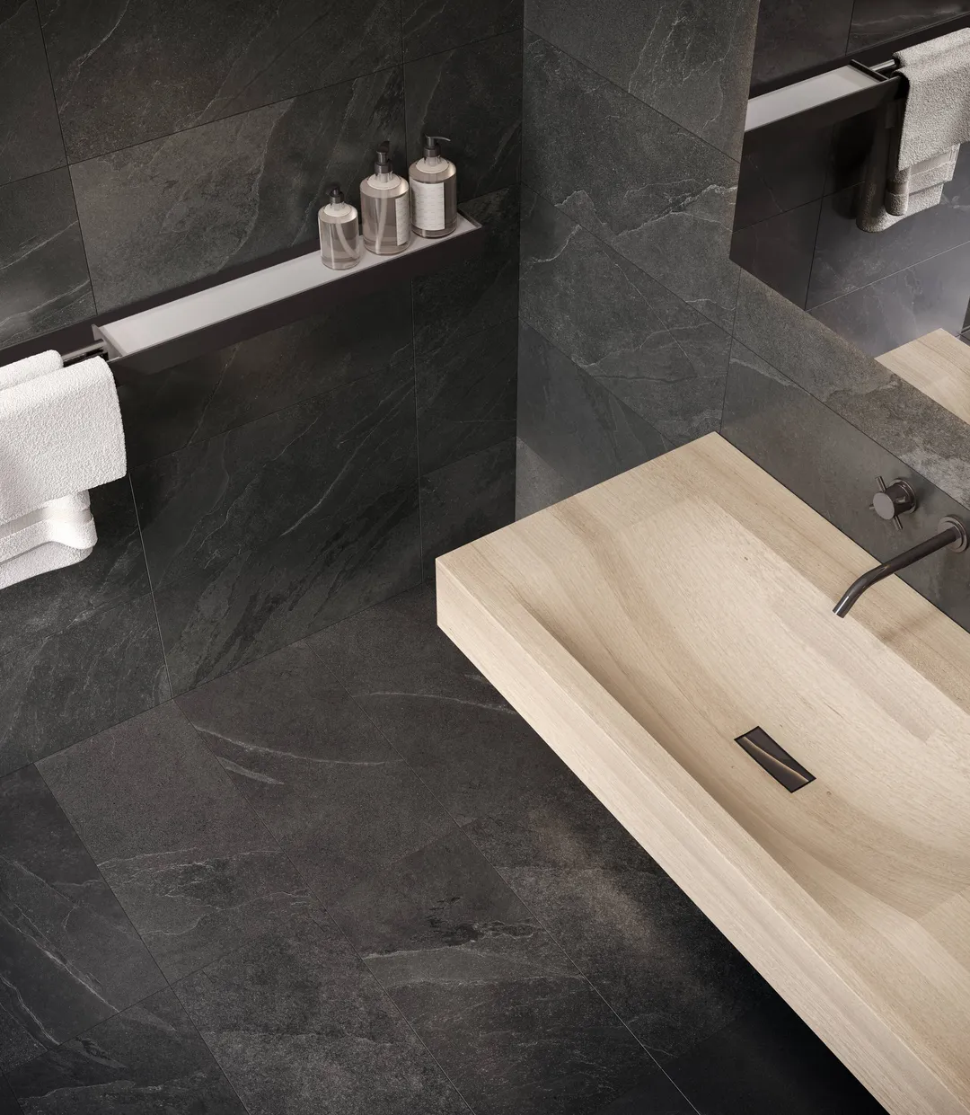 Satori Gios Graphite 12-in x 24-in Matte Porcelain Stone Look Floor and Wall Tile (1.93-sq. ft/ Piece), photo 9 of 15