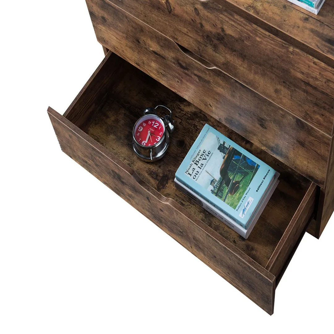 Benzara Contemporary Metal and Wood Utility Chest with 5 Spacious Drawers, Brown, photo 2 of 6