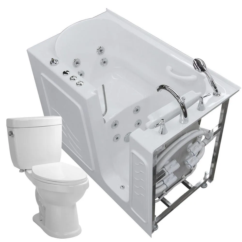 Universal Tubs Nova Heated 60 in. Walk-In Whirlpool Bathtub in White with 1.6 GPF Single Flush Toilet, photo 16 of 20