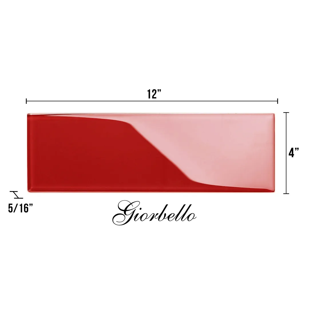 Giorbello Classic Premium Glass Subway Ruby Red 4-in x 12-in Glossy Glass Subway Wall Tile (5-sq. ft/ Carton), photo 7 of 7