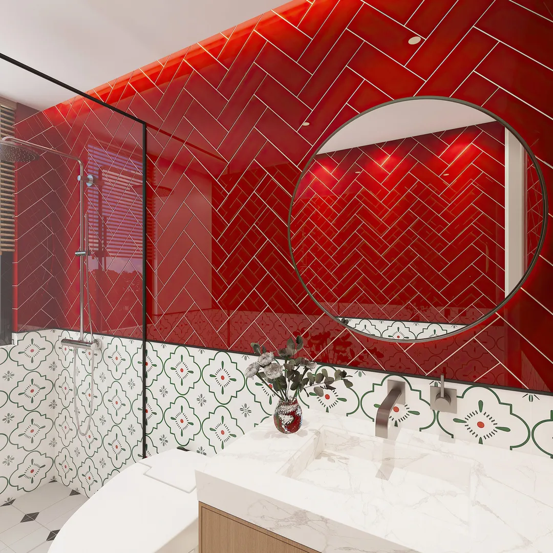 Giorbello Classic Premium Glass Subway Ruby Red 4-in x 12-in Glossy Glass Subway Wall Tile (5-sq. ft/ Carton), photo 4 of 7
