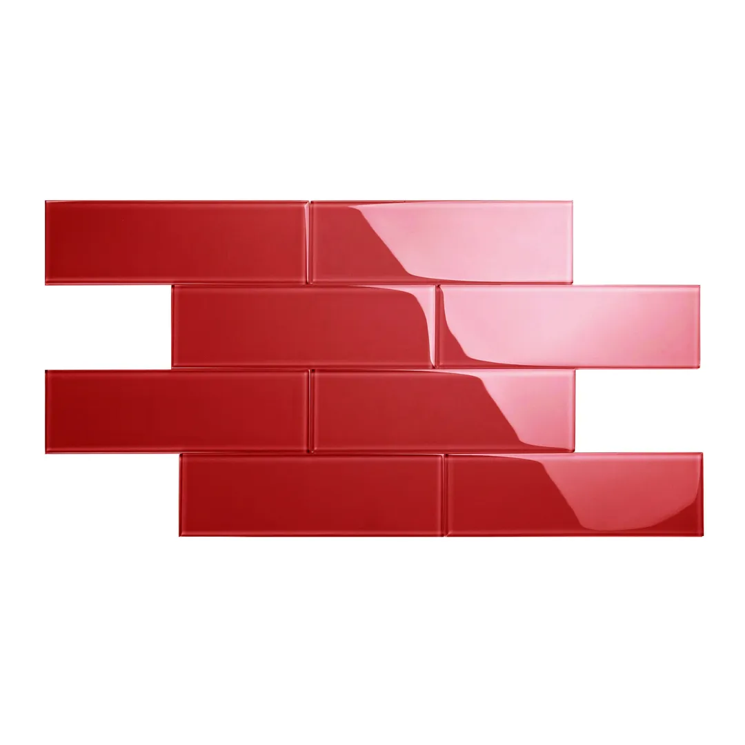 Giorbello Classic Premium Glass Subway Ruby Red 4-in x 12-in Glossy Glass Subway Wall Tile (5-sq. ft/ Carton), photo 2 of 7