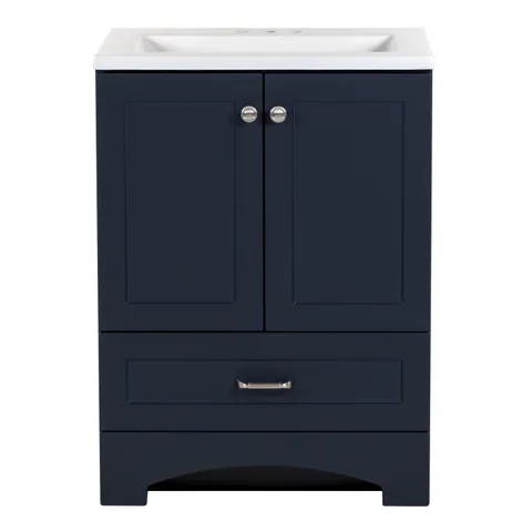 Cassidy 24.5-in Deep Blue Single-Sink Vanity with Cultured Marble Top