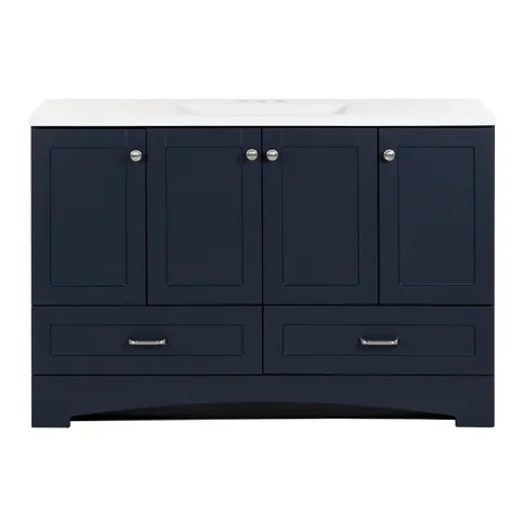 Cassidy 48.5-in Deep Blue Single-Sink Vanity with Cultured Marble Top