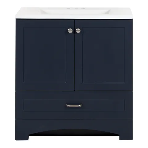 Cassidy 30.5-in Deep Blue Single-Sink Vanity with White Top