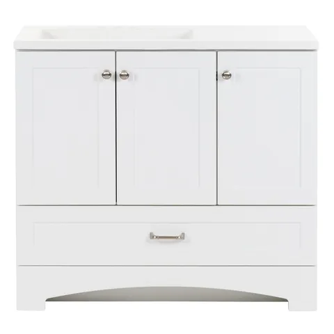 Cassidy 36.5-in White Single-Sink Vanity with Cultured Marble Top