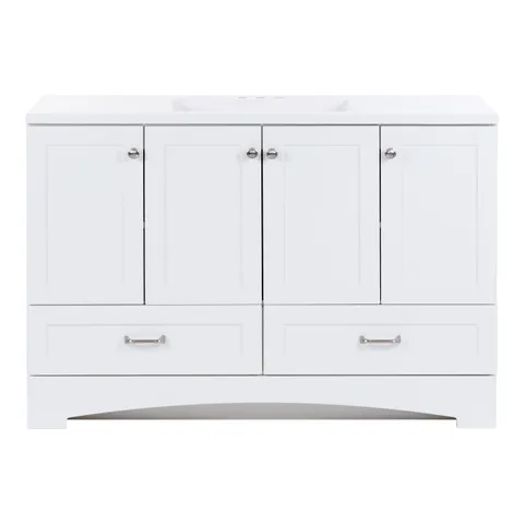 Cassidy 48.5-in White Single-Sink Vanity with Cultured Marble Top