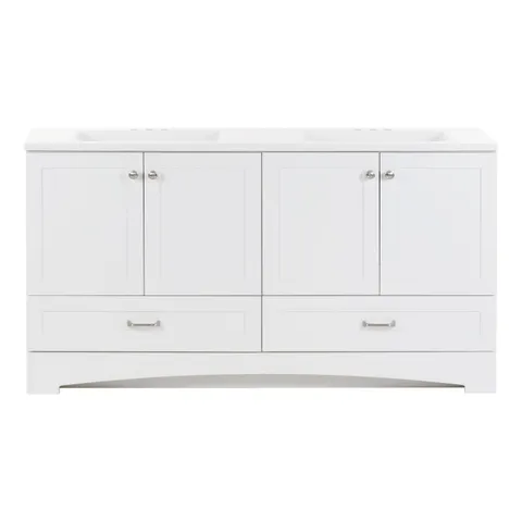 Cassidy 60.5-in White Double-Sink Vanity with Cultured Marble Top