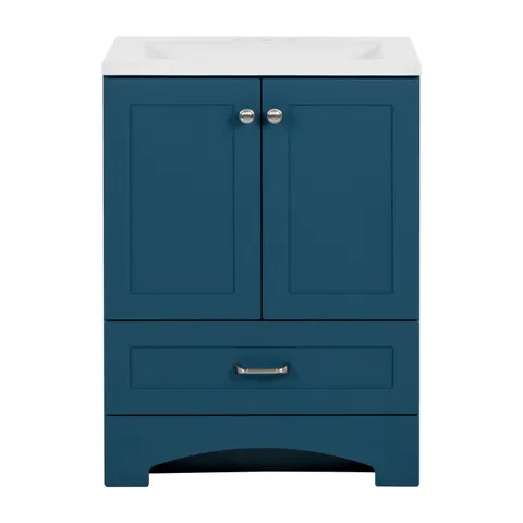 Cassidy 24.5-in Admiral Blue Single-Sink Vanity with Cultured Marble Top