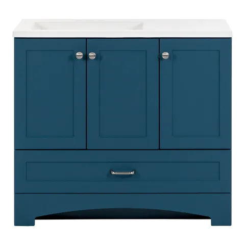 Cassidy 36.5-in Admiral Blue Single-Sink Vanity with Cultured Marble Top
