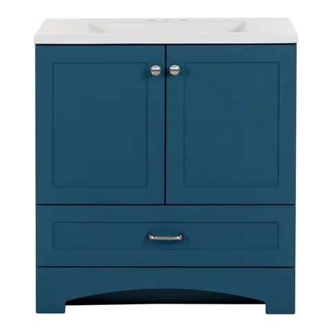 30.5-in Admiral Blue Bathroom Vanity with White Cultured Marble Top